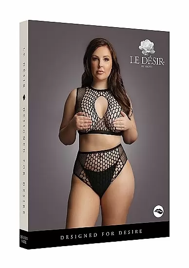 Эротический комплект из короткого топа и трусиками с высокой талией