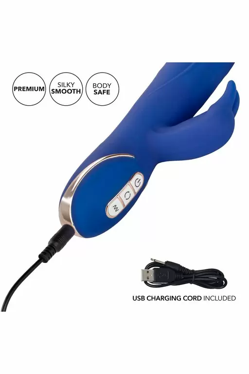 Прямой вибратор-кролик Jack Rabbit Signature Rotating Beaded, с функцией ротации, 22,8 см, синий