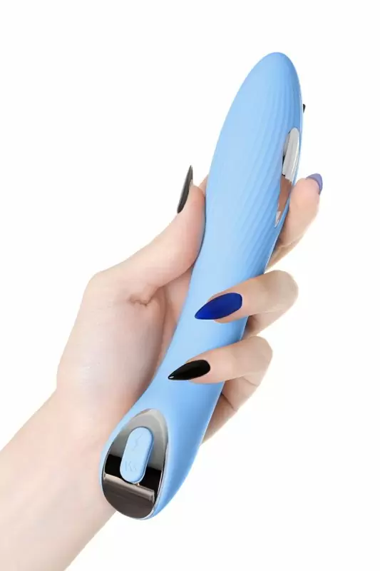 ВИБРАТОР С ЭЛЕКТРОСТИМУЛЯЦИЕЙ PHYSICS TESLA G-POINT, СИЛИКОН, ГОЛУБОЙ, 21 СМ