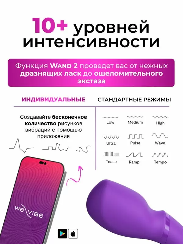 Мощный вибратор We Vibe Wand 2, 27,3 см, силикон, фиолетовый
