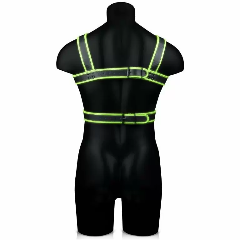 Светящаяся портупея из экокожи Body Harness - Glow in the Dark (S/M)