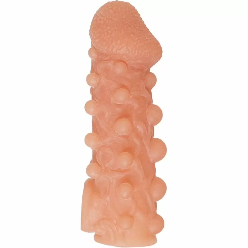 Реалистичная насадка на пенис с шариками и отверстием для мошонки «Cock sleeve» (большая), Kokos