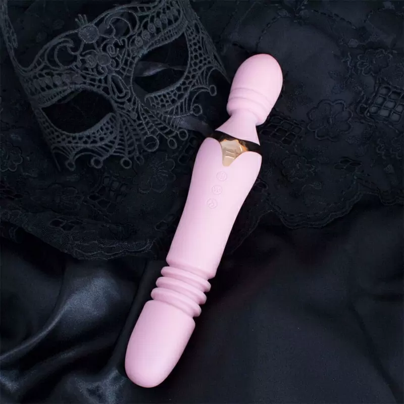 Двухсторонний вибромассажер Fakel c ротацией и подогревом - розовый