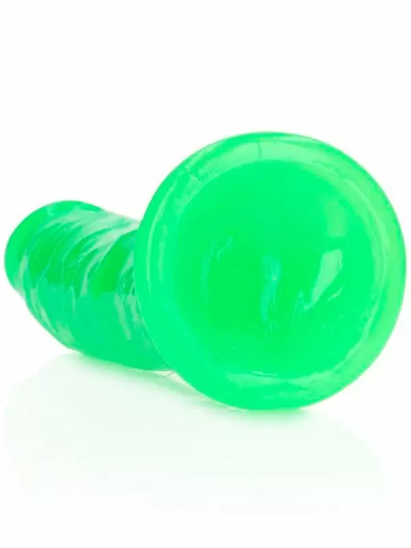 Реалистичный фаллоимитатор Slim Realistic Dildo With Suction Cup, люминисцентный, 22 см, зелёный
