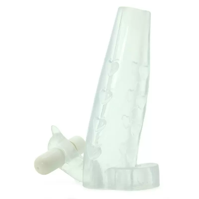 Насадка Deluxe Penis Enhancer со стимулятором клитора и вибрацией – прозрачная