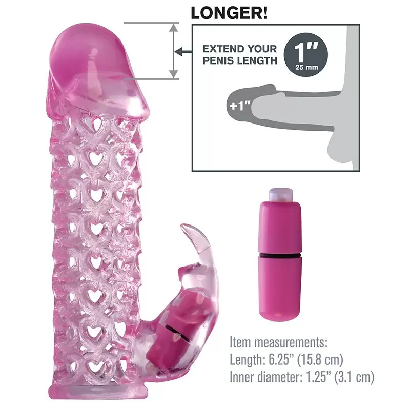 Удлиняющая насадка со стимулятором клитора Vibrating Couples Cage – розовая	