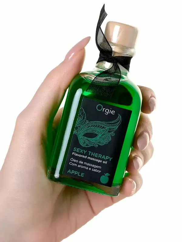 Комплект для сладких игр Orgie Lips массажное масло для поцелуев, перо, яблоко, 100 мл