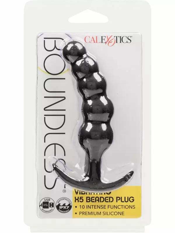 Анальная виброёлочка California Exotic Novelties Boundless Vibrating X5 Beaded Plug, для ношения, 10 режимов, 5 шариков, силикон