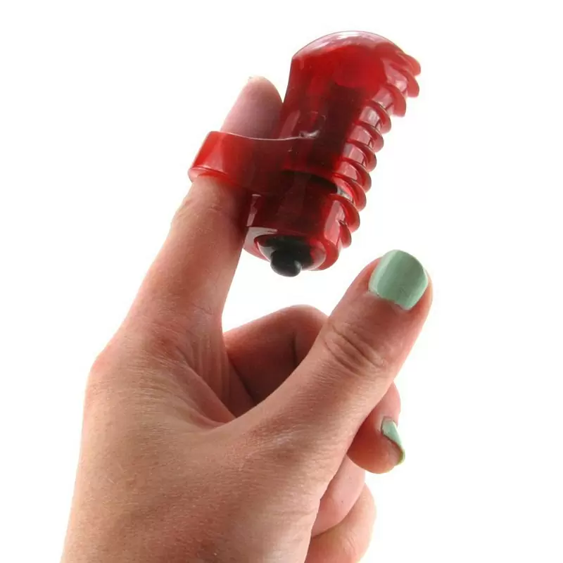 Светящийся вибростимулятор на палец Screaming O - Fing O Glow с волнами – красный