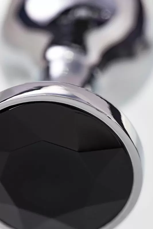 Маленькая изящная анальная пробка TOYFA с кристаллом цвета турмалина - серебристый с черным