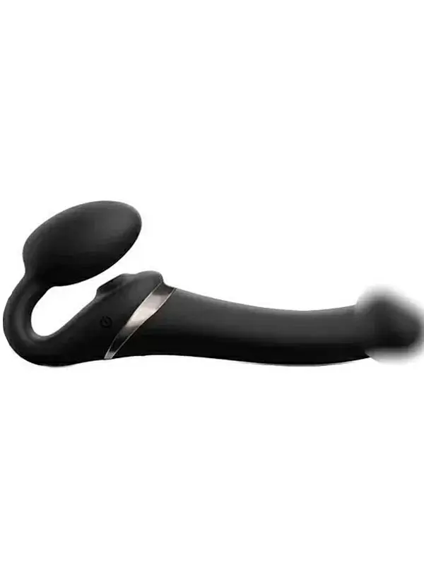 Анатомический страпон Strap-On-Me Multi Orgasm с 3 моторами, безремневой, размер S, черный
