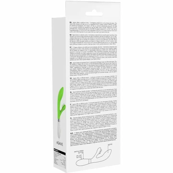 Изогнутый вибратор-кролик Agave, 23,1 см, 10 режимов, салатовый