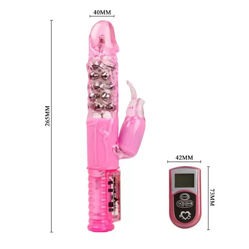 Ротатор-вибромассажер двойного действия Clit Critter с пультом дистанционного управления – розовый