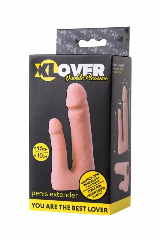 Реалистичная насадка TOYFA XLover Double Pleasure для двойного проникновения – телесный