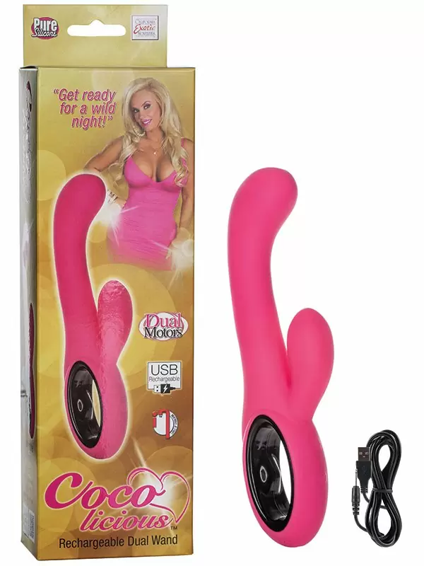 Вибромассажер  Coco Licious Rechargeable Dual Wand со стимуляцией клитора – розовый