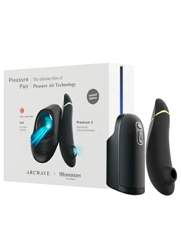 Новогодний набор для пар Pleasure Pair: Мастурбатор ARCwave Ion + Стимулятор клитора Womanizer Premium 2, технология Pleasure Air, черный