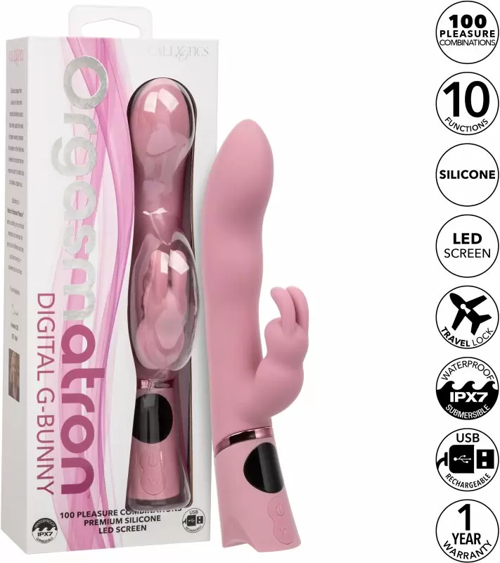 Рельефный вибратор-кролик ORGASMATRON DIGTL G-BNY, 22.2 см, силикон, розовый