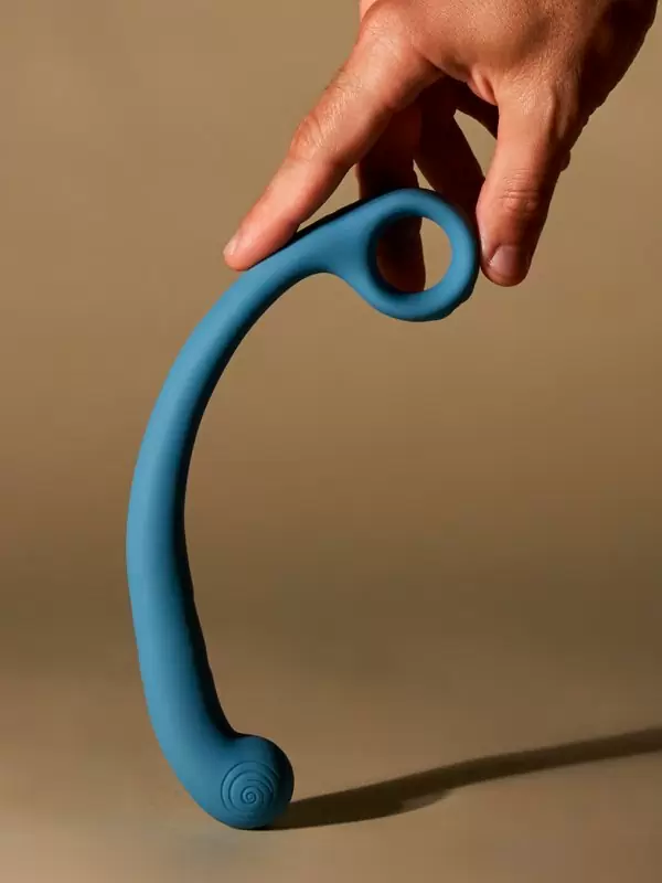 Изогнутый вибратор SVibe Snail AXI Spot Wand, технология AuraTouch, 8 режимов, 20,8 см, силикон, голубой