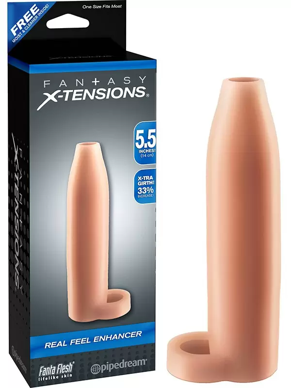 Насадка увеличитель Real Feel Enhancer с кольцом на мошонку – телесная	