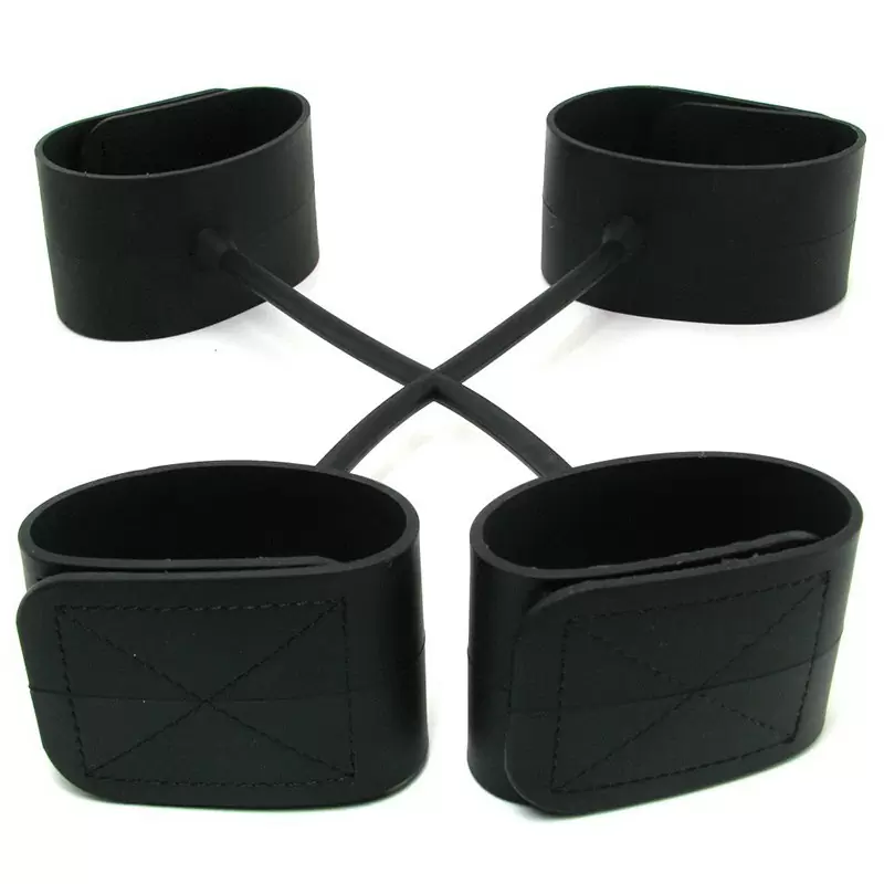 Набор наножников и наручников Silicone Submissions Hog Tie Cuffs – черный