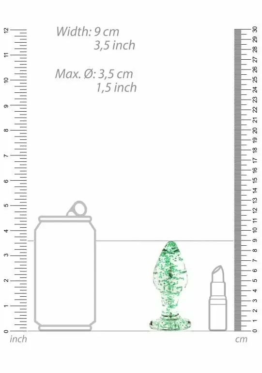 Анальная пробка Glass Butt Plug - Glow in the Dark - Large - Clear