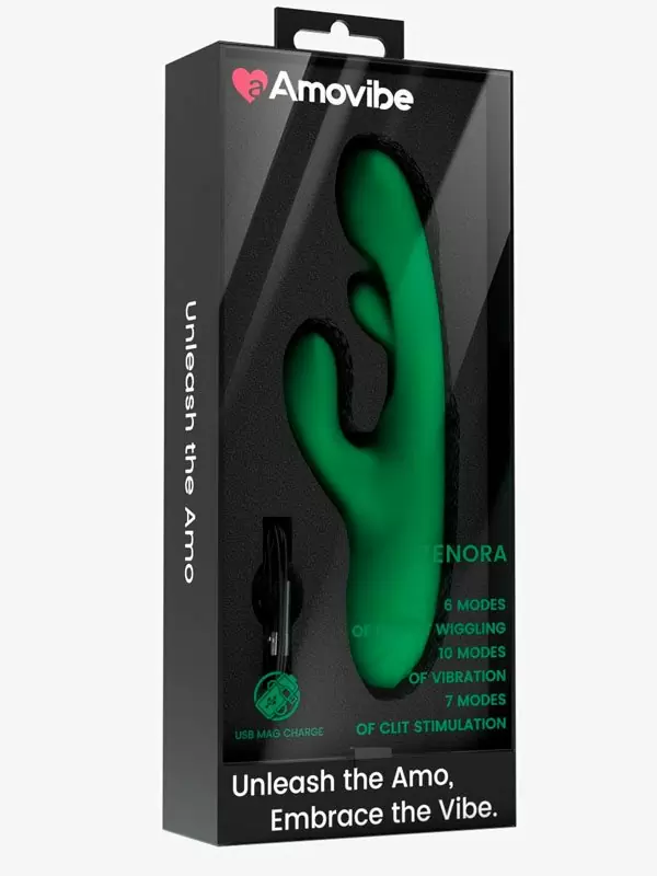 Инновационный вибратор-кролик Amovibe Zenora, 26 см, силикон, зелёный