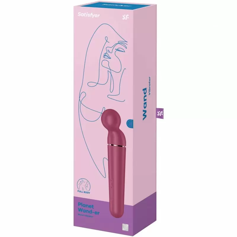 Элегантный вибратор Satisfyer Planet Wand-er, 22 см, силикон, бордовый
