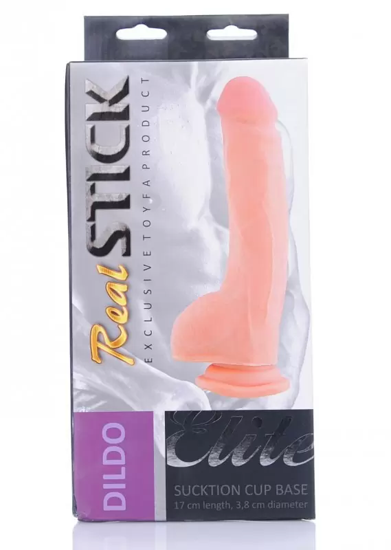 Реалистичный фаллоимитатор с мошонкой Toyfa RealStick Elite на присоске – телесный, 17 см