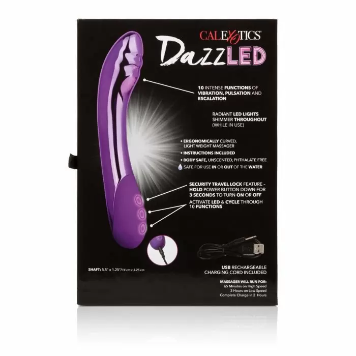 Изогнутый вибратор DazzLED Vibrance с пульсирующей светодиодной подсветкой - фиолетовый
