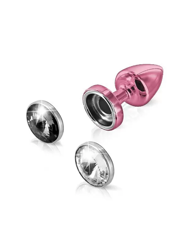 Красивая анальная пробка Anni Magnet T1 с двумя заменяемыми кристаллами на магните – розовый