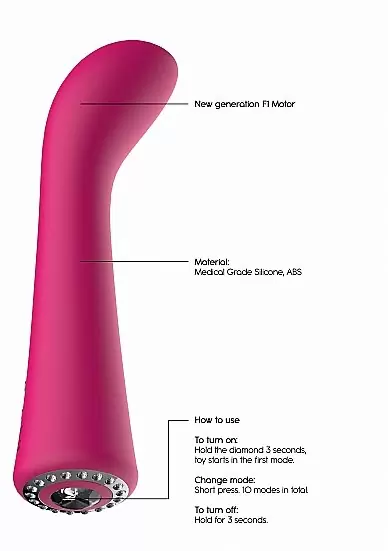 Гибкий вибратор Glimmer, 20,5 см, 10 режимов, силикон, розовый