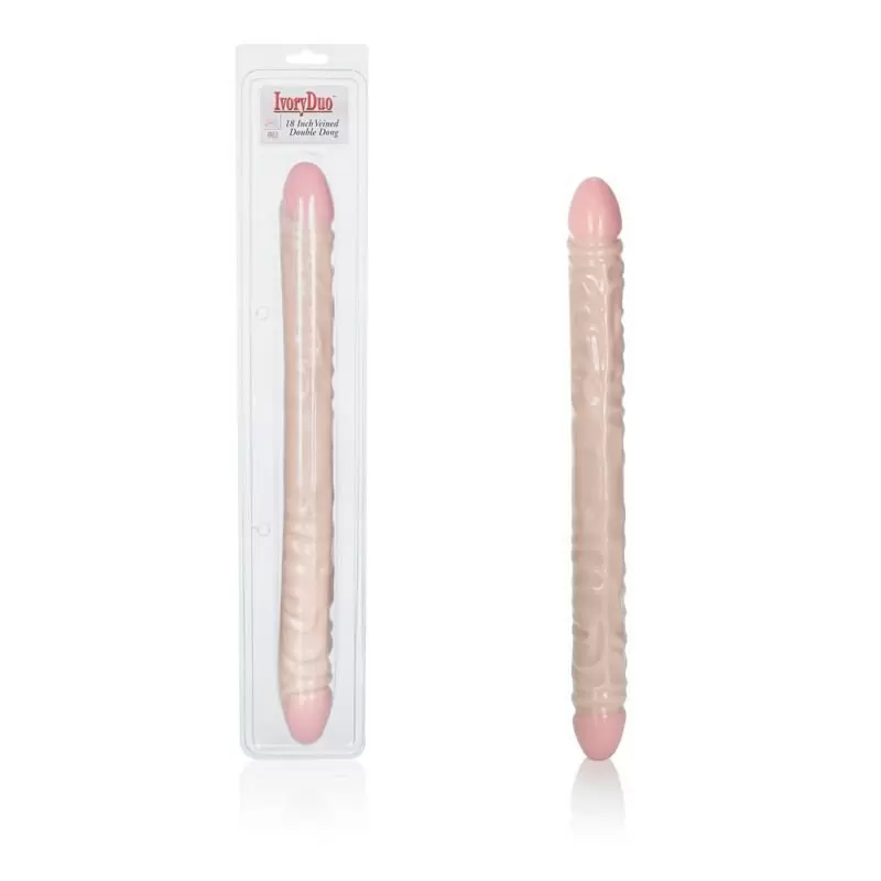 Двухголовый фаллоимитатор Ivory Duo Veined Double Dong 18” – телесный