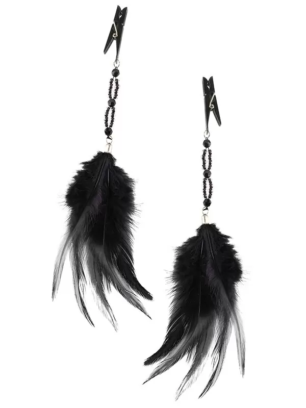 Зажимы для сосков Fancy Feather Clamps с перьями – черные	