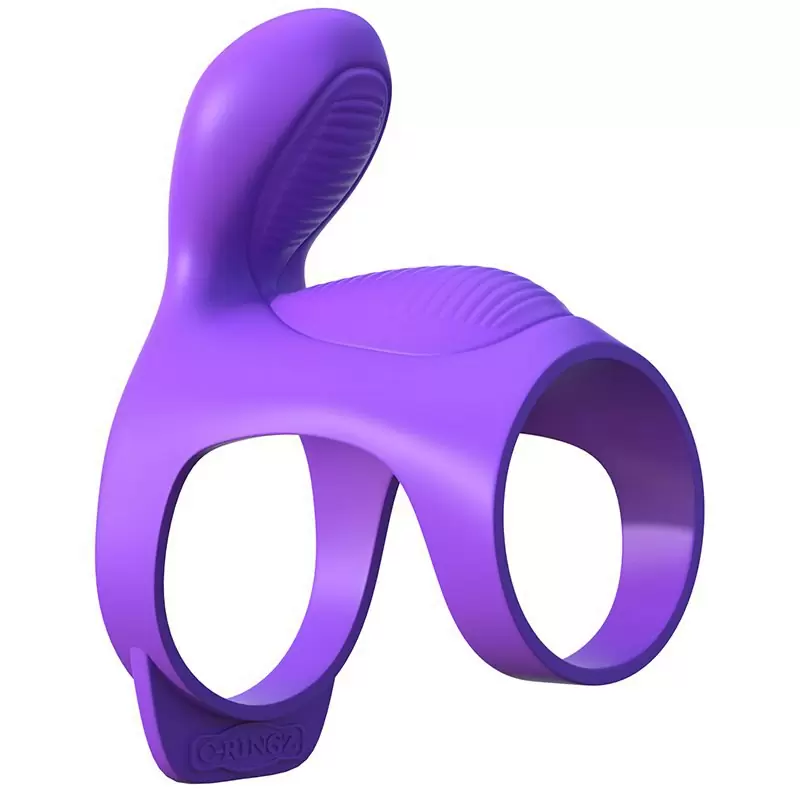 Эрекционное кольцо-насадка Ultimate Couples Cage с вибрацией – фиолетовый