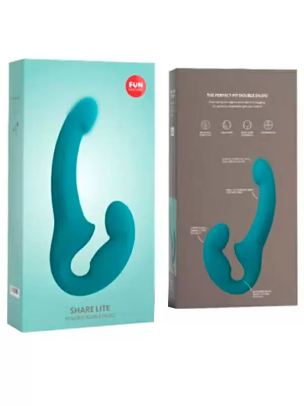 Анатомический страпон Fun Factory Share Lite, безремневой, диаметр 3,8 см, синий