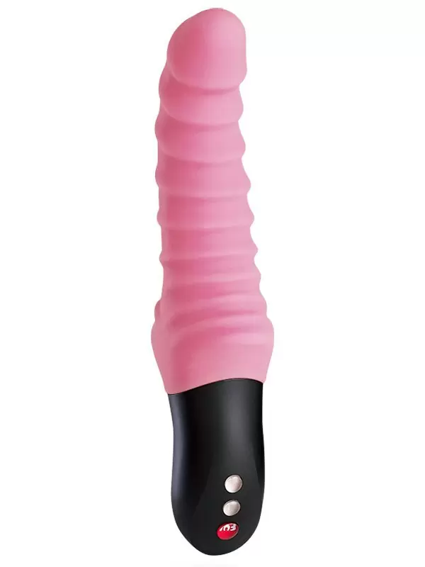 Ребристый пульсатор Stronic Drei, 24 см, 10 режимов, нежно-розовый