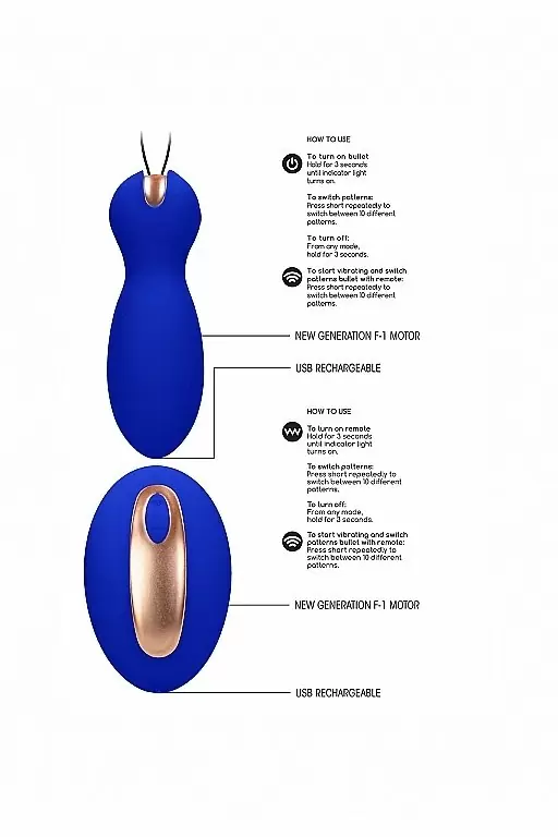 Виброшарики с вибропультом управления Purity (синие)