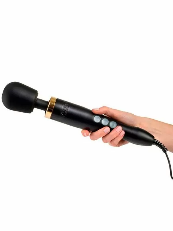 Мощный вибратор Doxy Die Cast, 37 см, силикон, черный с золотым