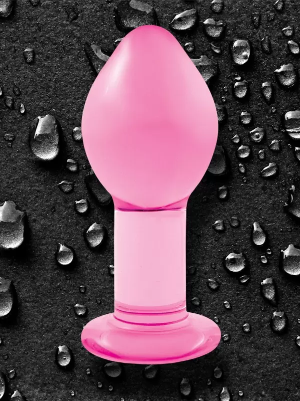 Большая анальная пробка Crystal Premium Glass - Pink