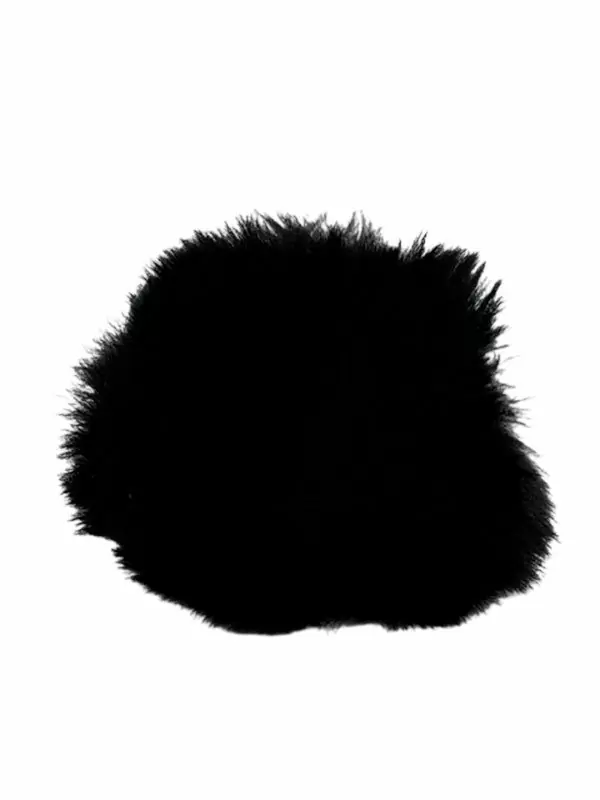 Анальная пробка Kanikule,серебристая с черным заячьим хвостиком, размер S