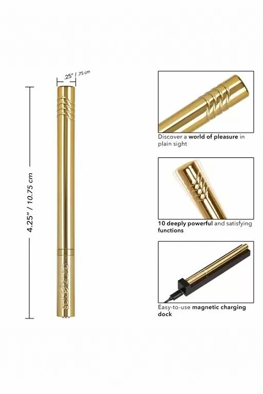 Ультратонкий вибратор Hidden Pleasures (Золотой): 10.75 см, 10 режимов вибрации, АБС/металл