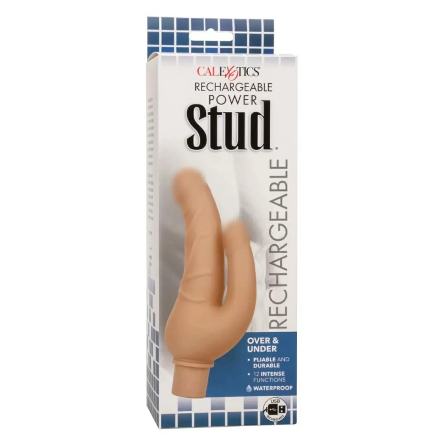 Двойной реалистичный вибратор Over & Under, 11,5 см, 12 режимов, телесный