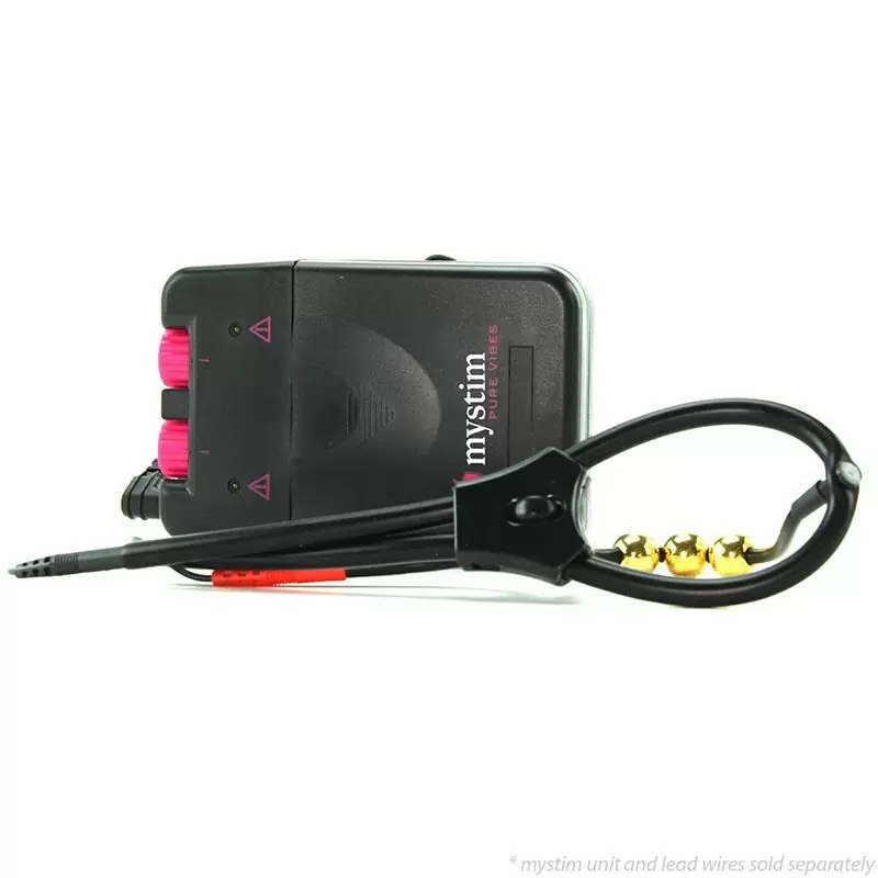 Электросбруя для головки пениса Pearly Pete с тремя шариками-электродами – черный