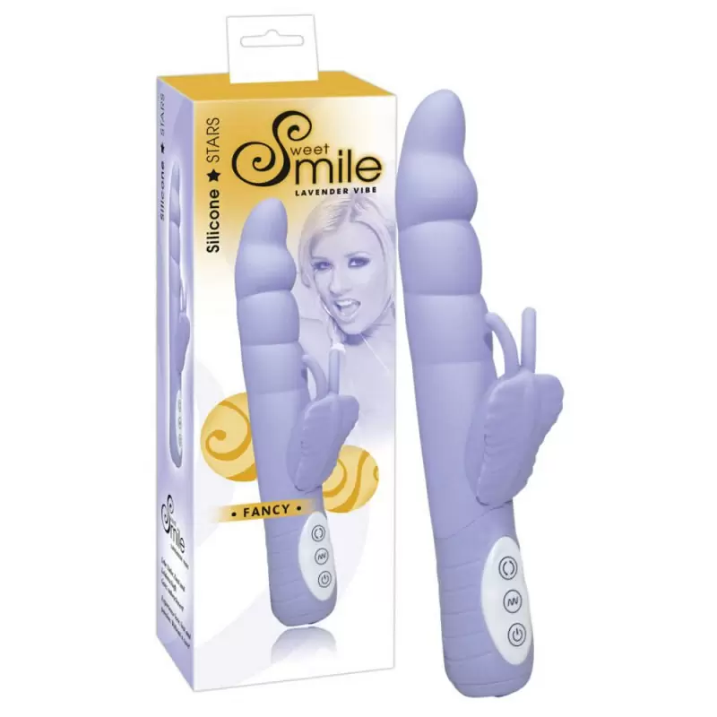 Вибратор двойного действия с ротацией Smile Fancy - голубой