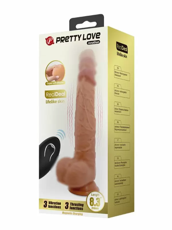 Реалистичный вибратор на присоске Pretty Love Jonathan, с пультом управления, силикон