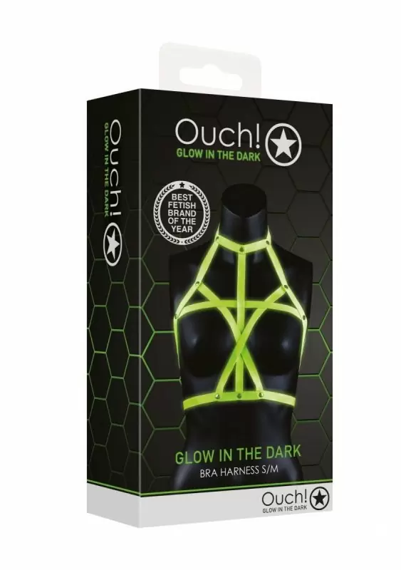 Портупея Bra Harness - Glow in the Dark - Neon Green/Black - S/M