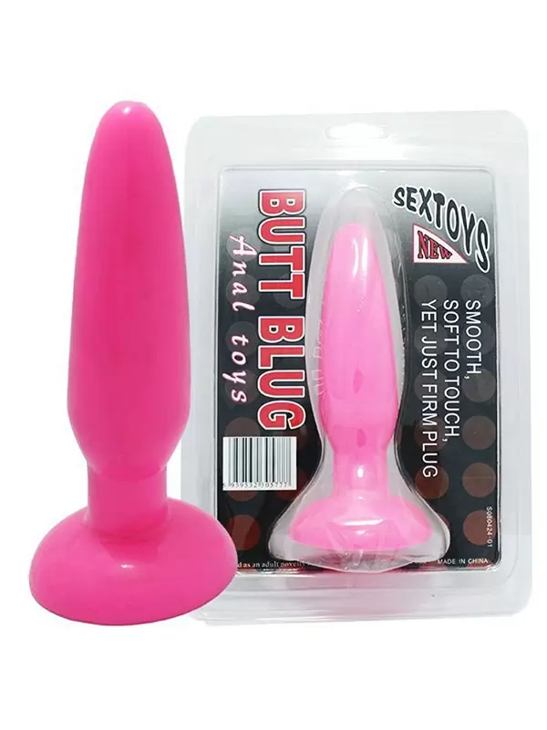 Гибкая анальная пробка Butt Blug на присоске – розовый