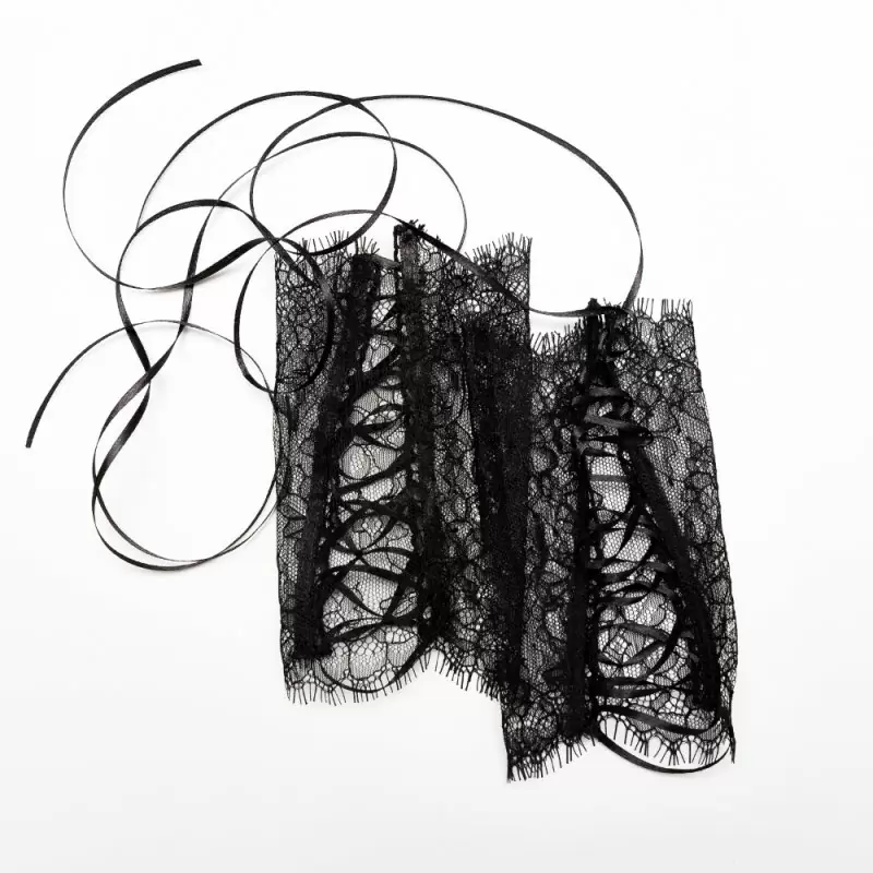Черные кружевные манжеты ручной работы Dolce Piccante Сiglia - S/M