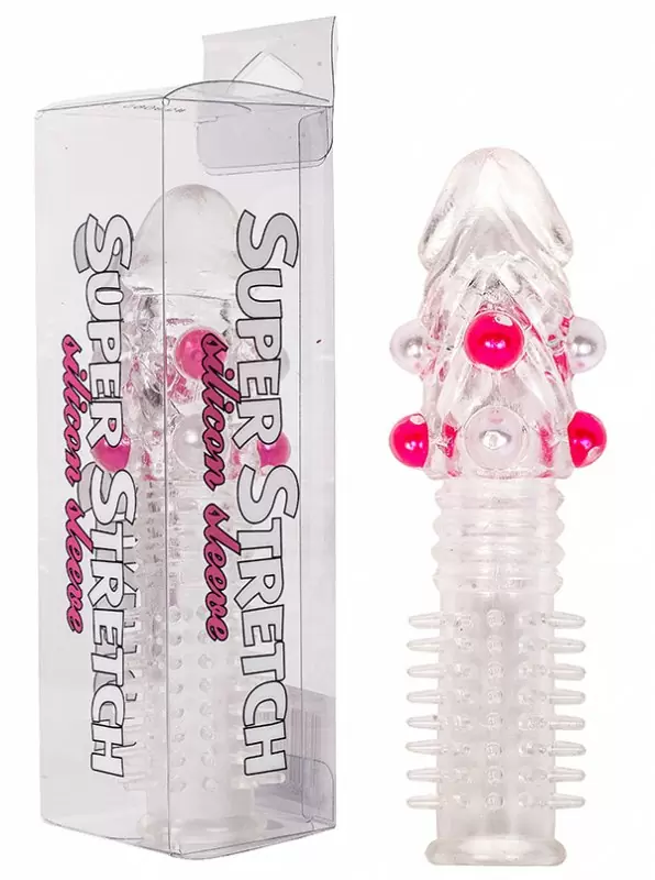 Насадка с закрытой головкой Silicon Sleeve с бусинками – прозрачная