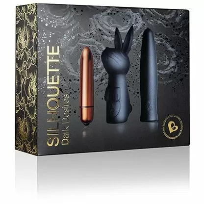 Вибропуля с двумя насадками Rocks-Off Dark Desires Kit. 8 см/силикон